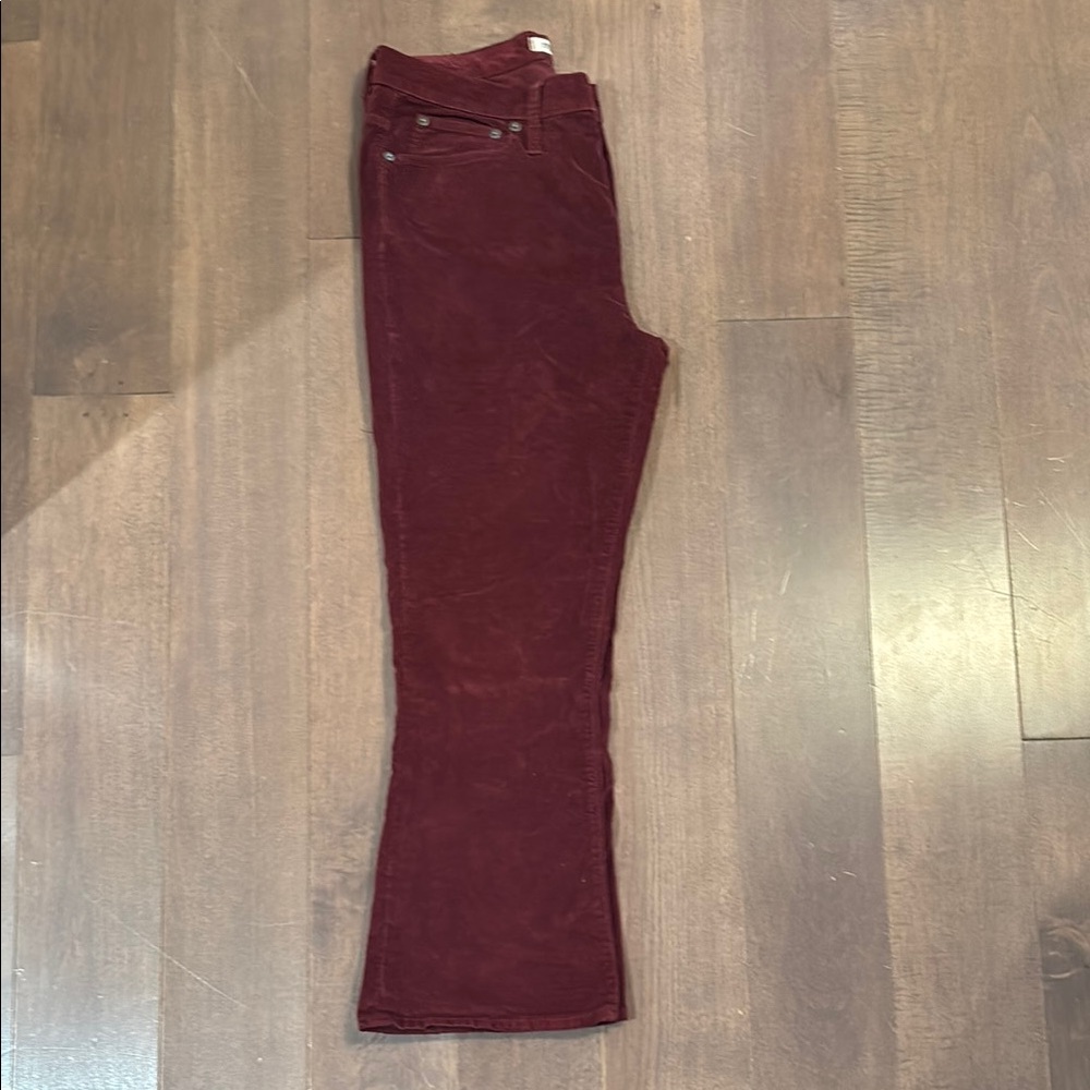 Madewell Women's Burgundy Velour Boot Cut Jeans